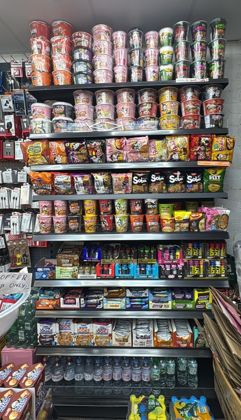 Chinese noodles and muscle fitness stock
